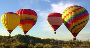 Four hot air balloons